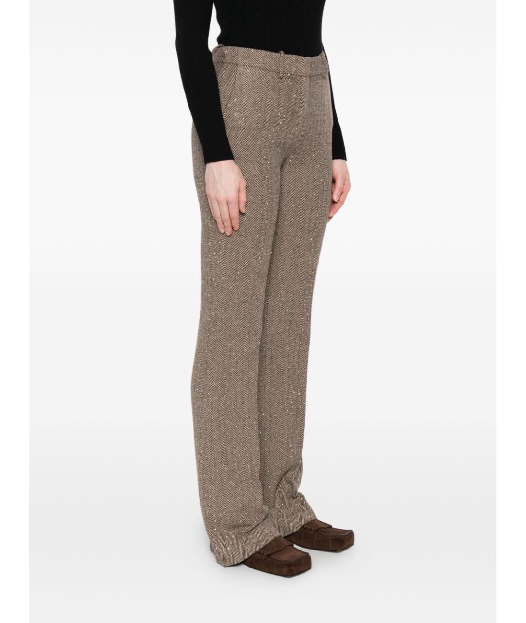 ERMANNO FIRENZE Коричневые полиэстеровые прямые брюки, фото 2