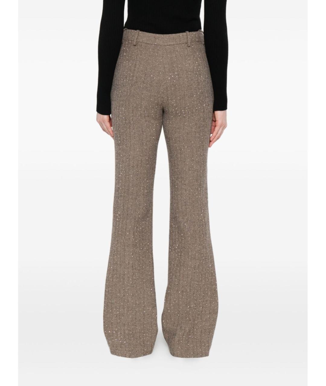 ERMANNO FIRENZE Коричневые полиэстеровые прямые брюки, фото 5