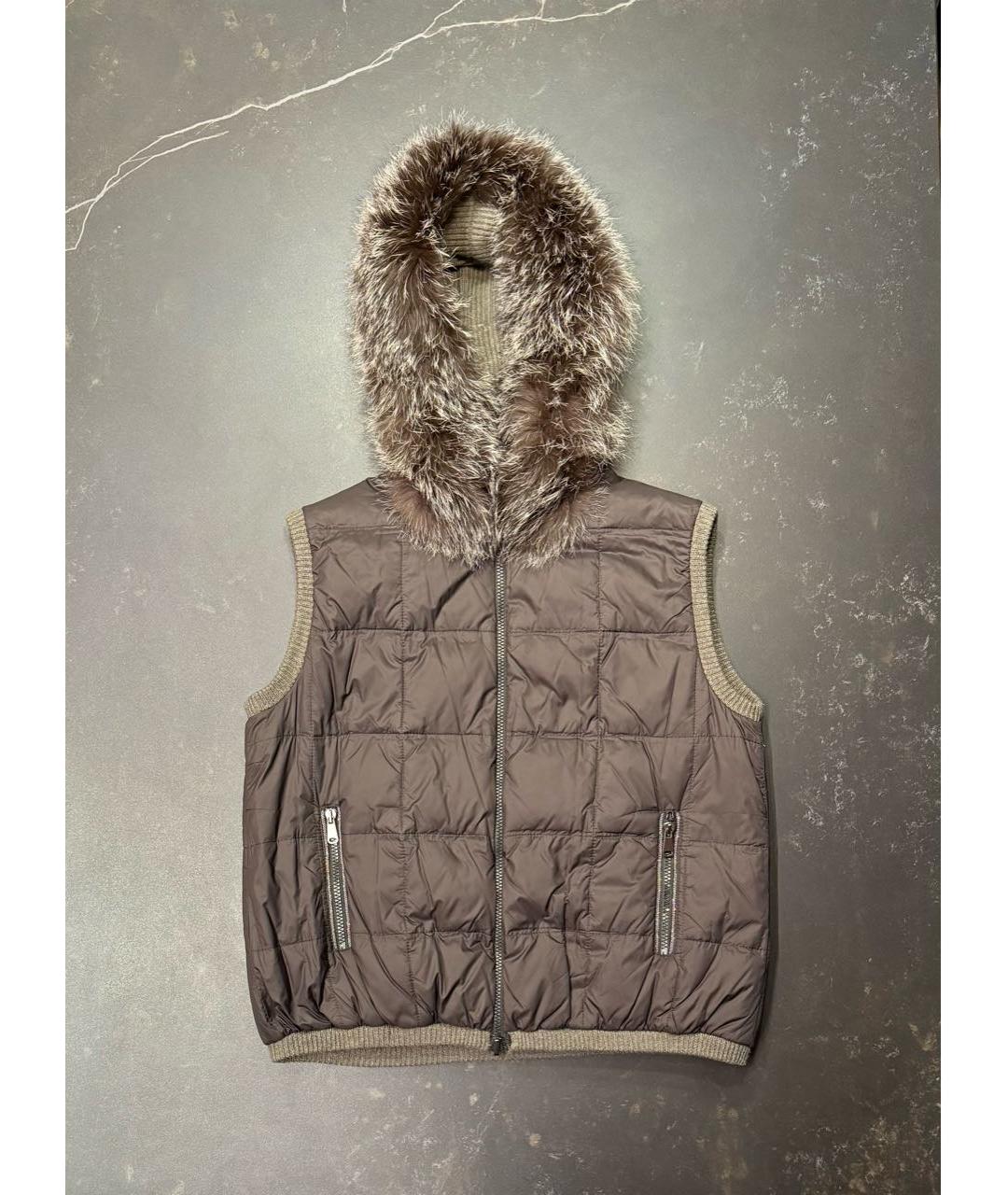 BRUNELLO CUCINELLI Коричневый кашемировый жилет, фото 7