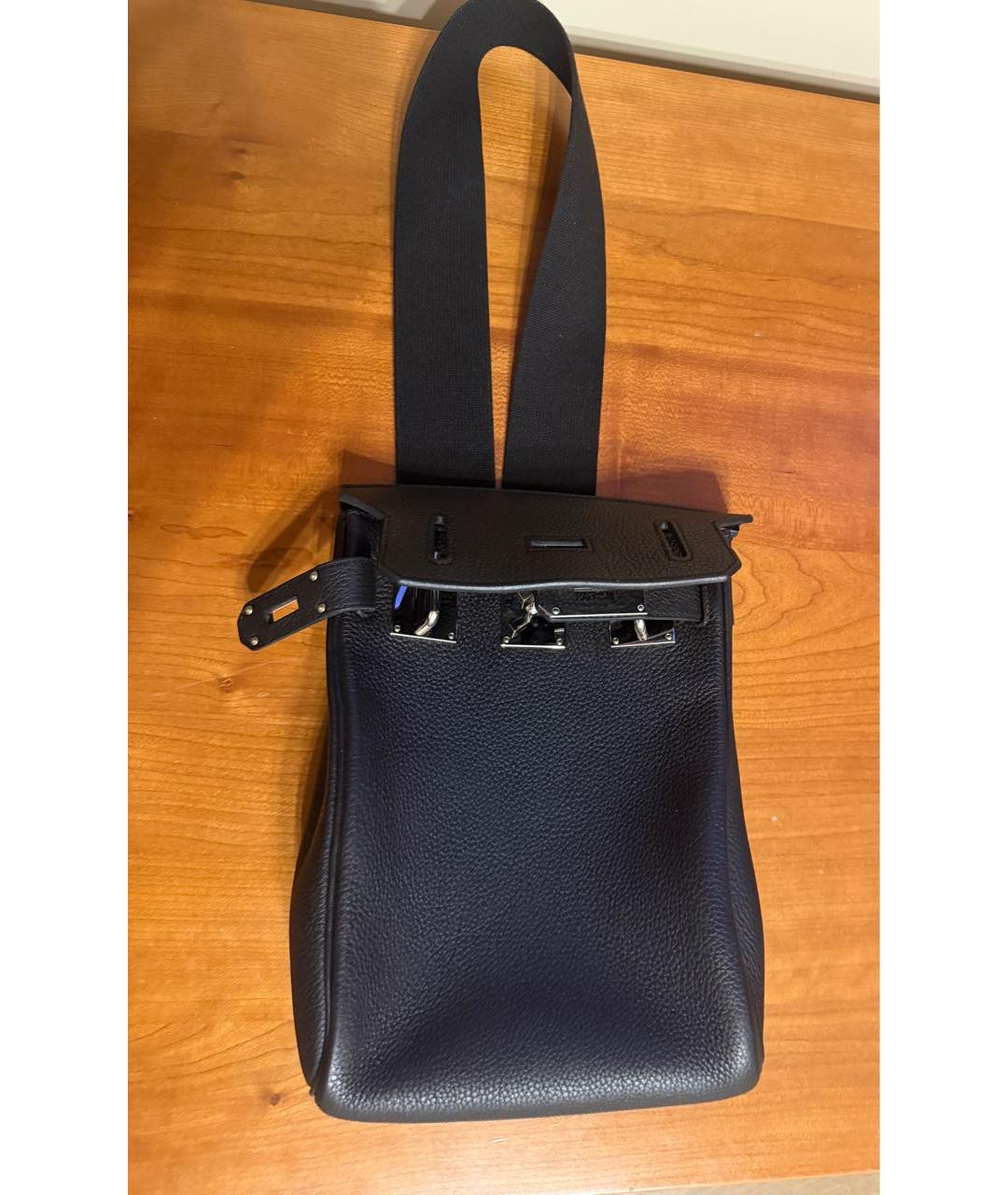 HERMES Черная кожаная сумка на плечо, фото 5