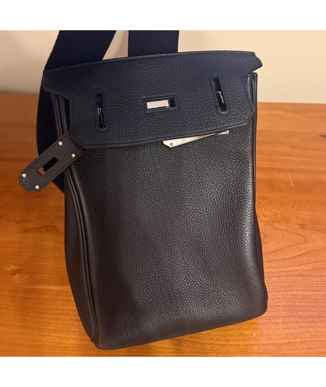 HERMES Черная кожаная сумка на плечо, фото 2