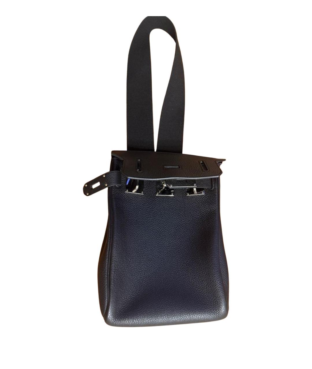 HERMES Черная кожаная сумка на плечо, фото 1