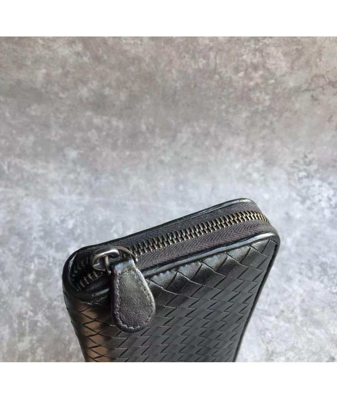 BOTTEGA VENETA Черный кожаный кошелек, фото 4
