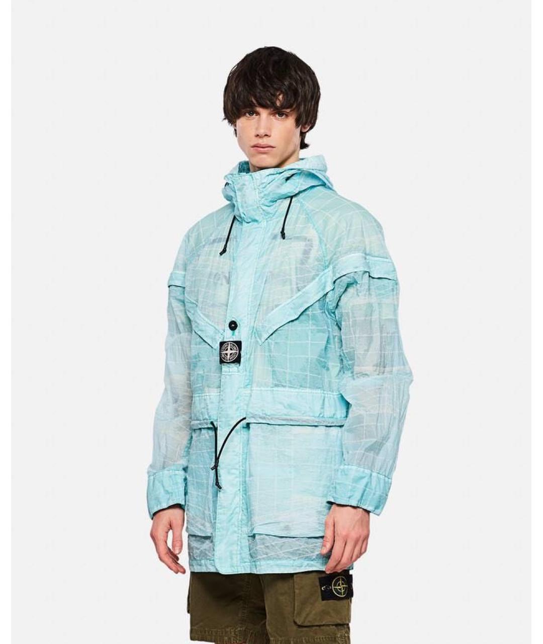 STONE ISLAND Голубая полиуретановая куртка, фото 7