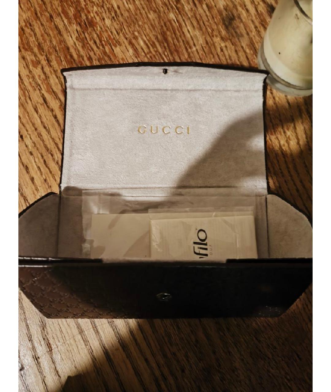 GUCCI Коричневые пластиковые солнцезащитные очки, фото 2