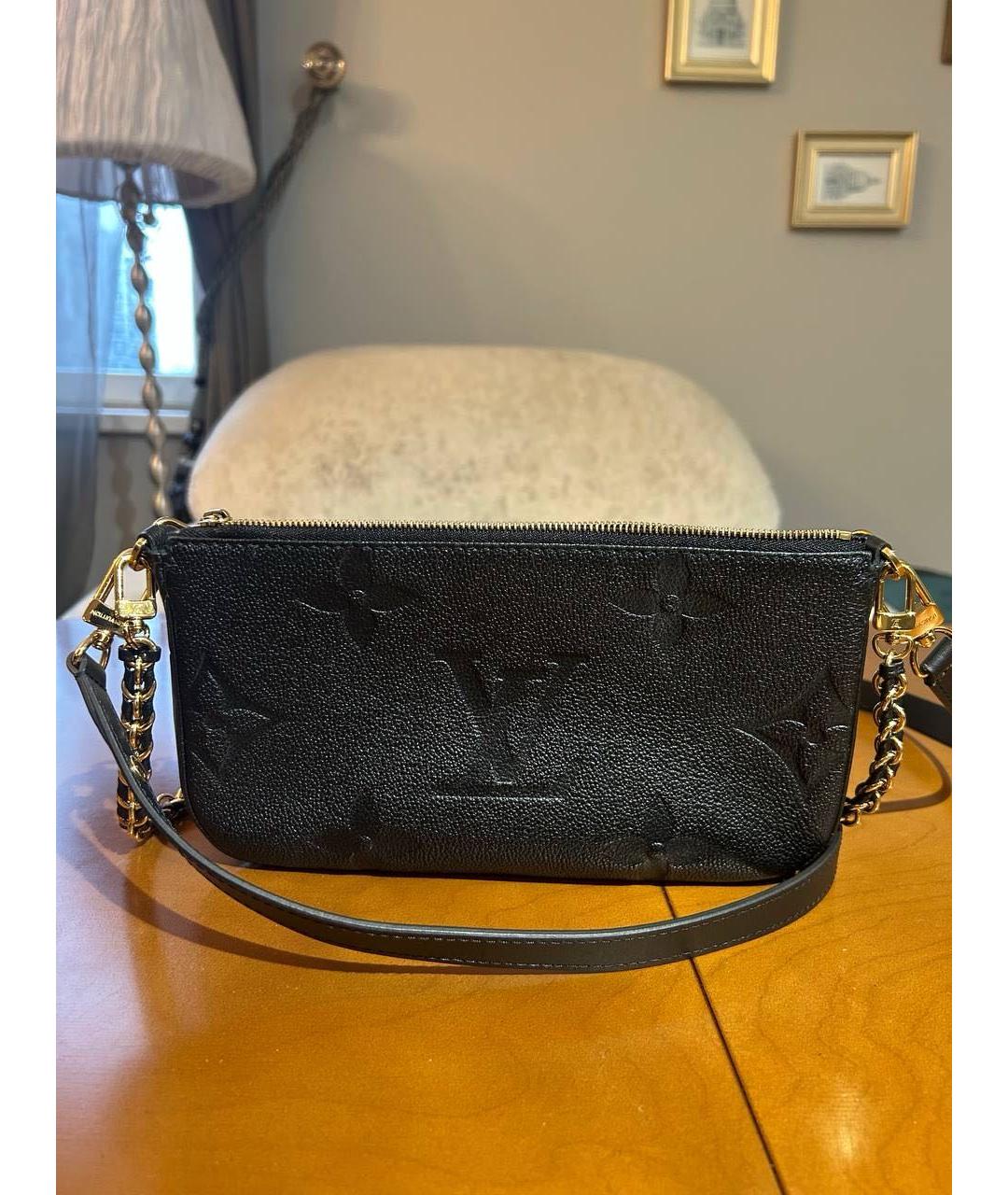 LOUIS VUITTON Черная кожаная сумка на плечо, фото 5