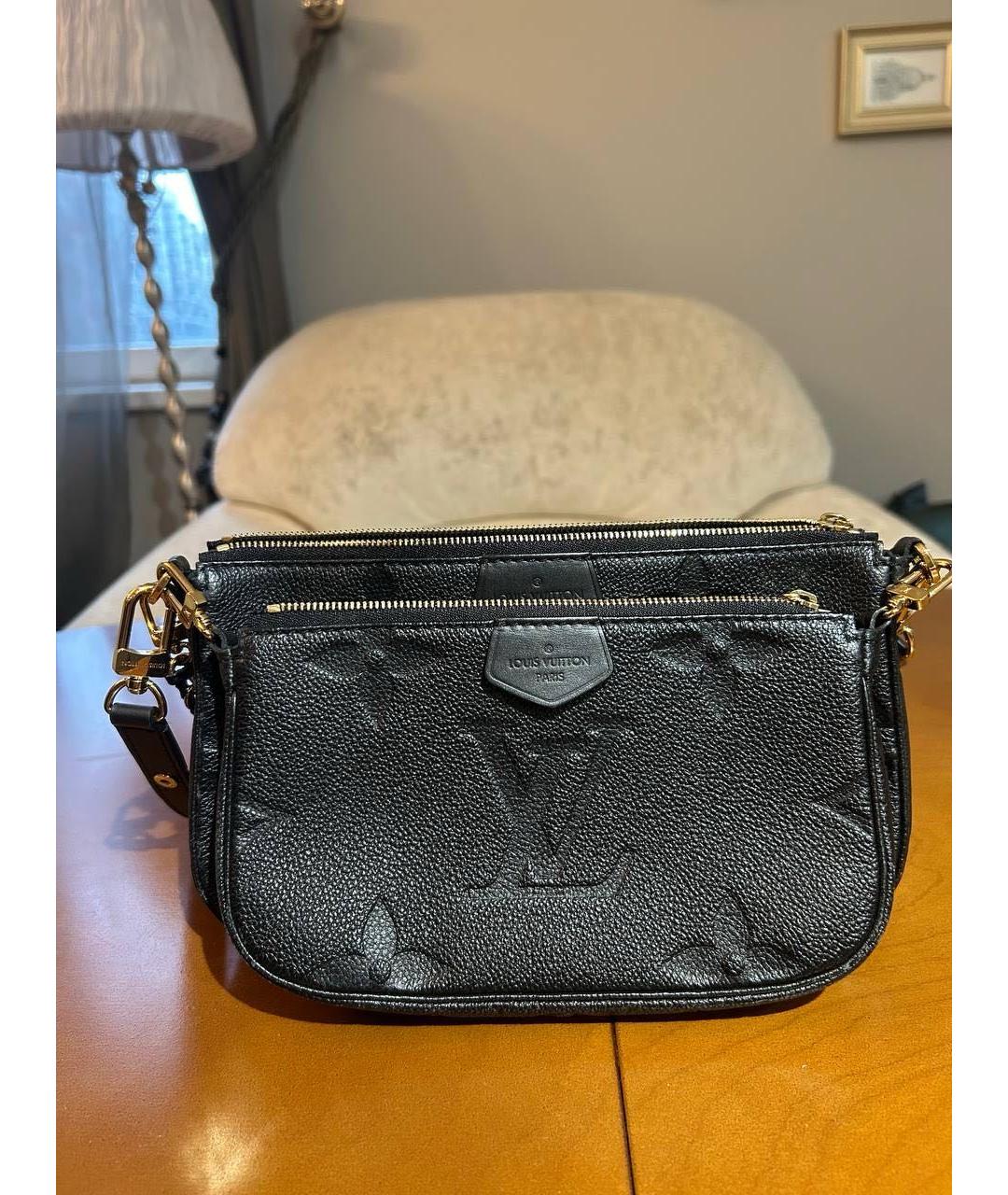 LOUIS VUITTON Черная кожаная сумка на плечо, фото 7