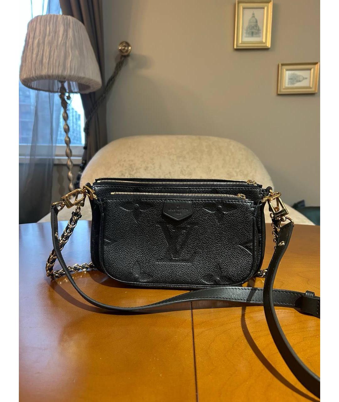 LOUIS VUITTON Черная кожаная сумка на плечо, фото 2