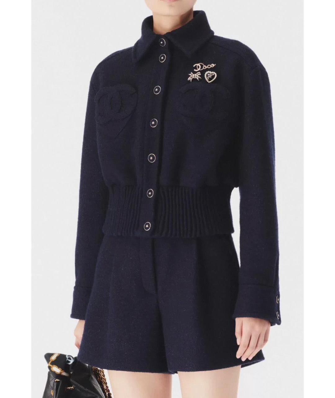 CHANEL Темно-синий шерстяной костюм с брюками, фото 3