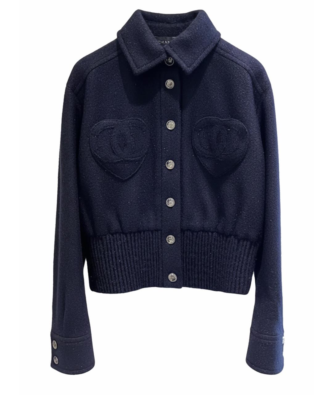 CHANEL Темно-синий шерстяной костюм с брюками, фото 1