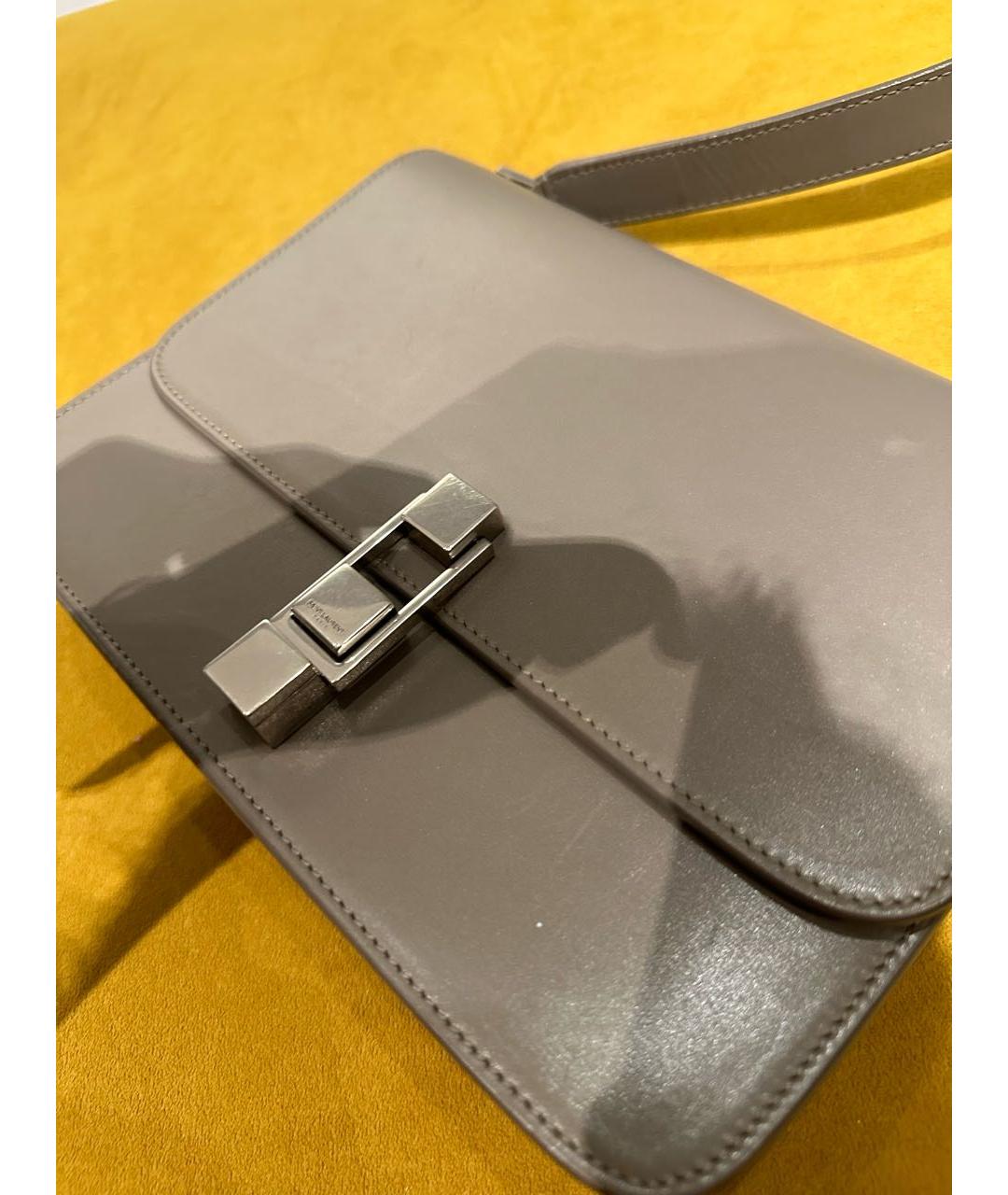 SAINT LAURENT Серая кожаная сумка через плечо, фото 2