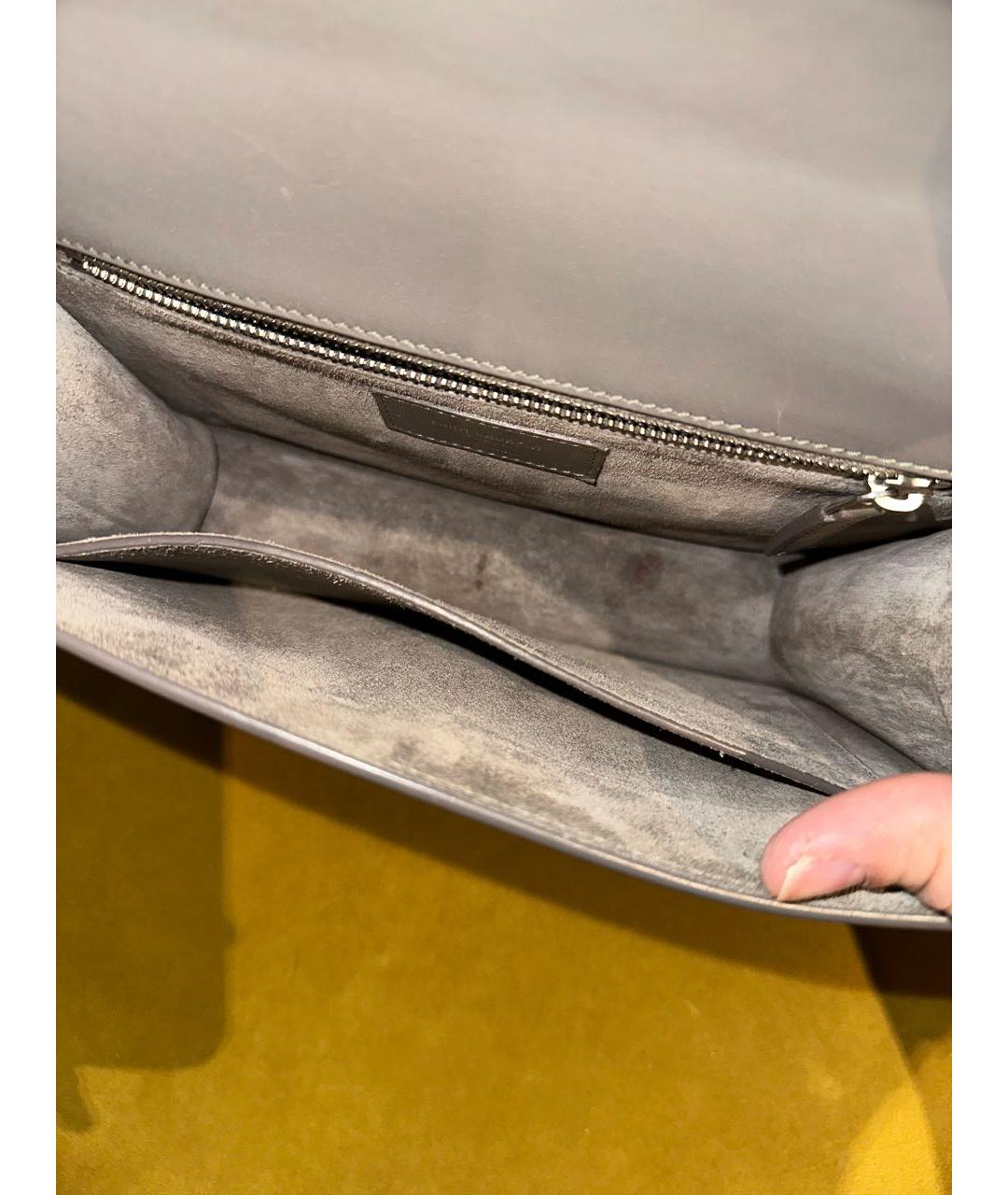 SAINT LAURENT Серая кожаная сумка через плечо, фото 4