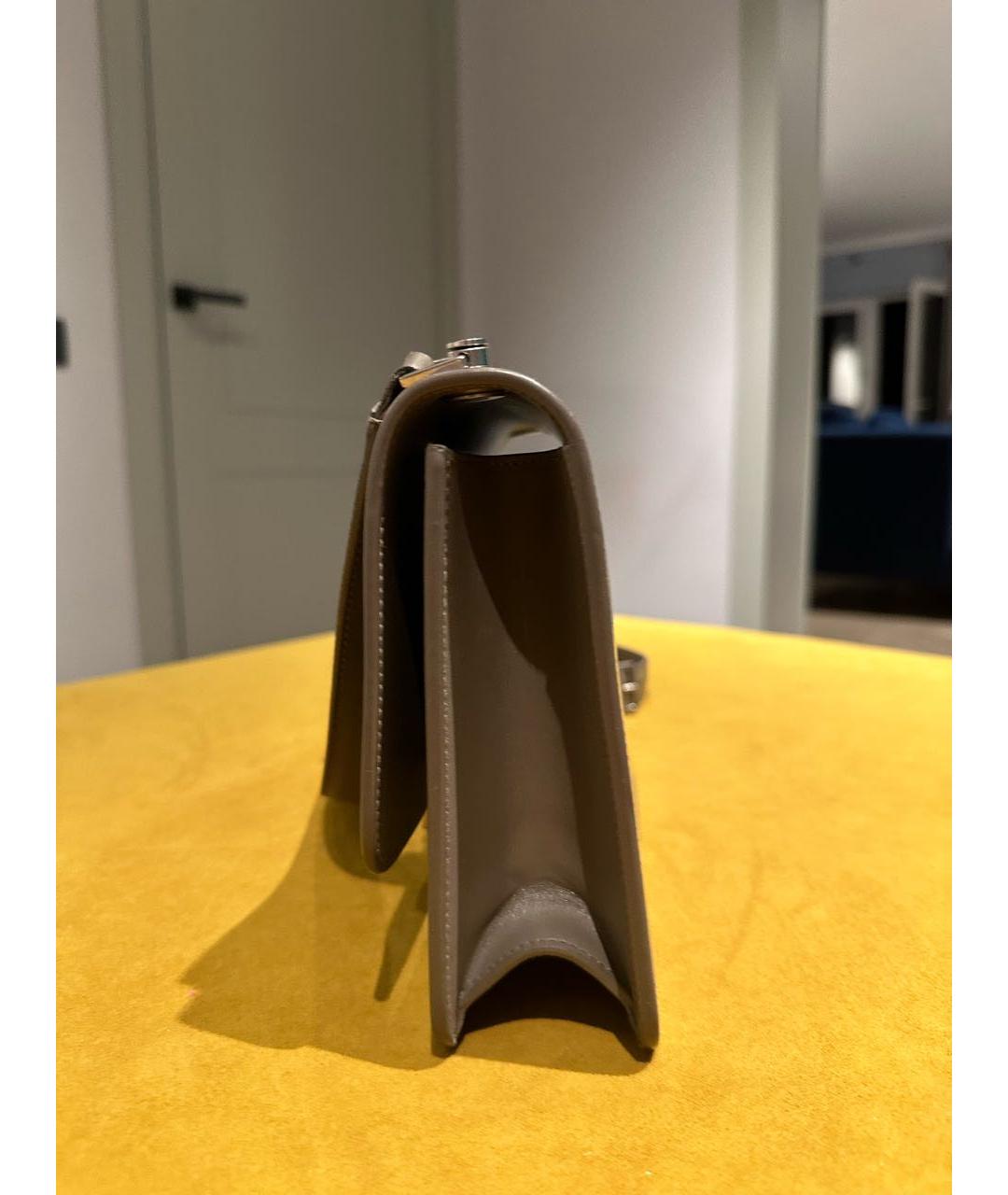 SAINT LAURENT Серая кожаная сумка через плечо, фото 6