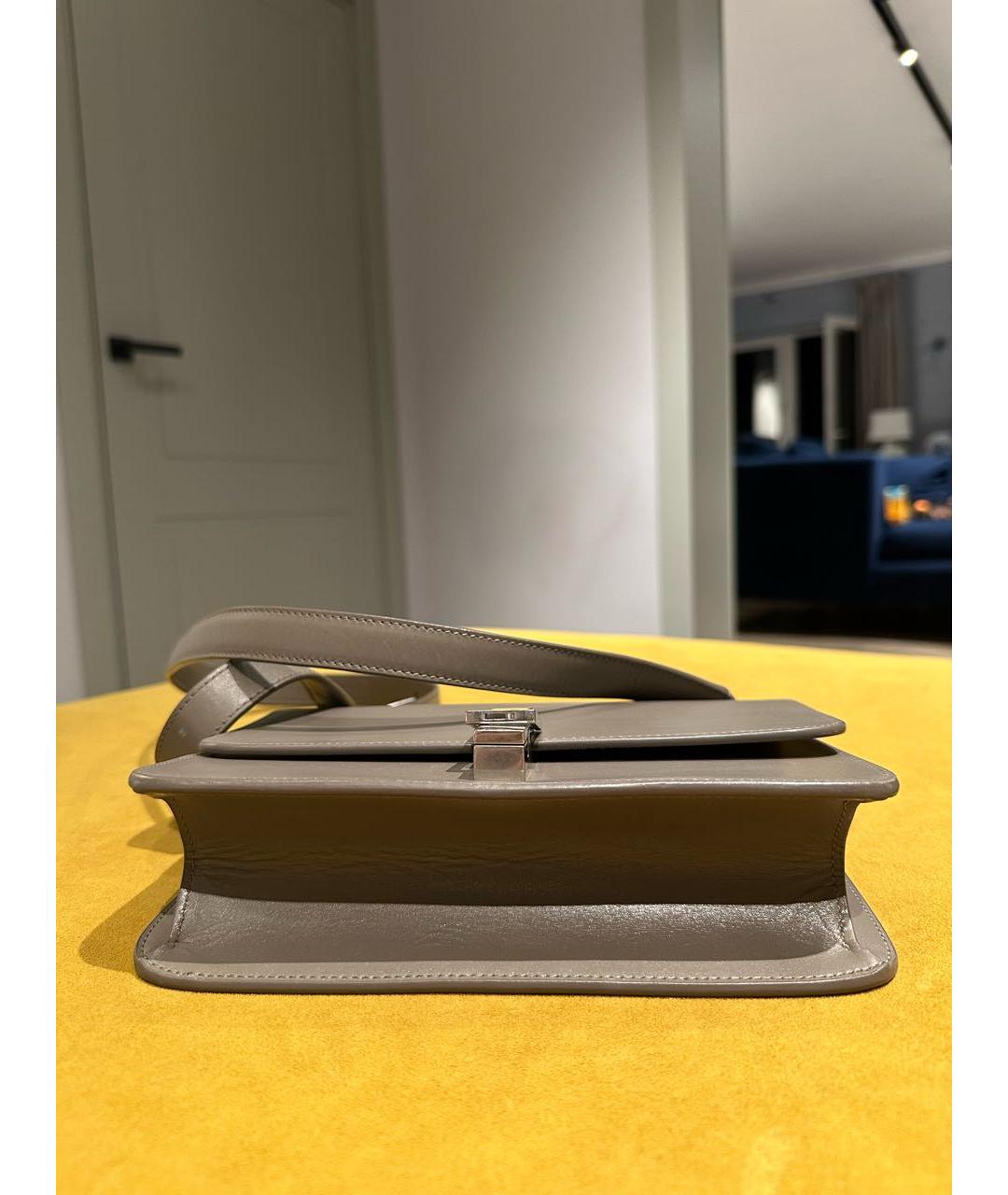 SAINT LAURENT Серая кожаная сумка через плечо, фото 7