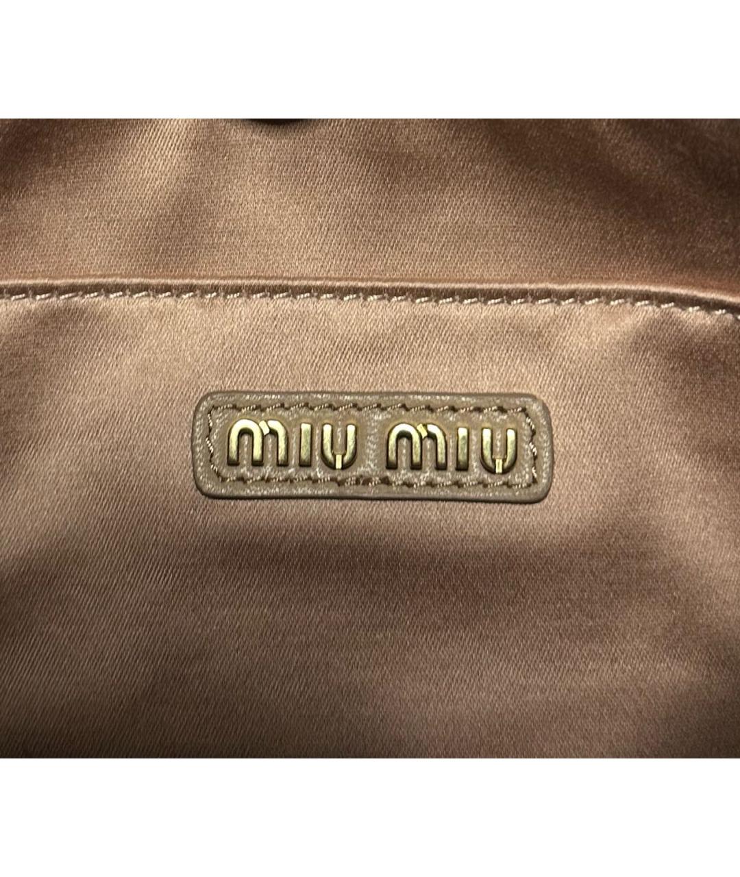 MIU MIU Коричневая кожаная сумка с короткими ручками, фото 6