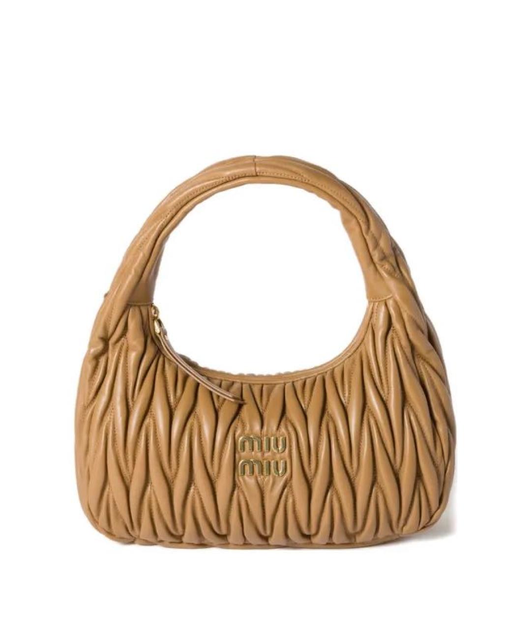 MIU MIU Коричневая кожаная сумка с короткими ручками, фото 1