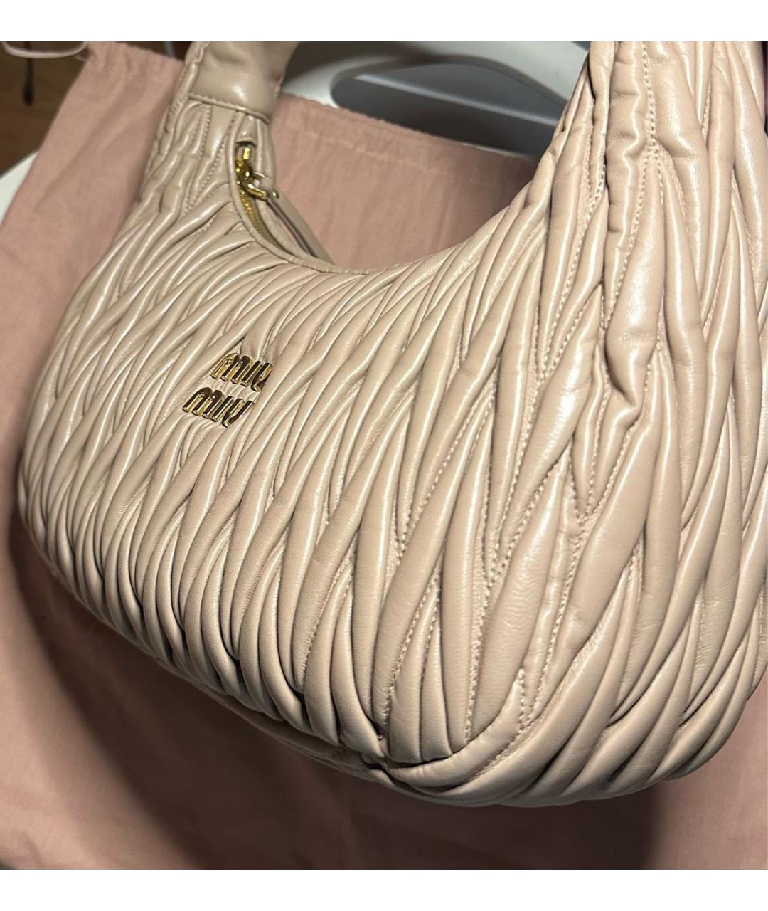 MIU MIU Коричневая кожаная сумка с короткими ручками, фото 4