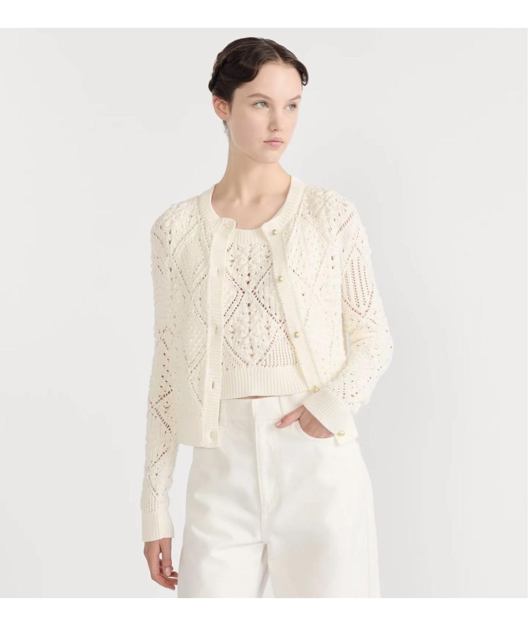 CHRISTIAN DIOR Бежевый хлопковый кардиган, фото 4