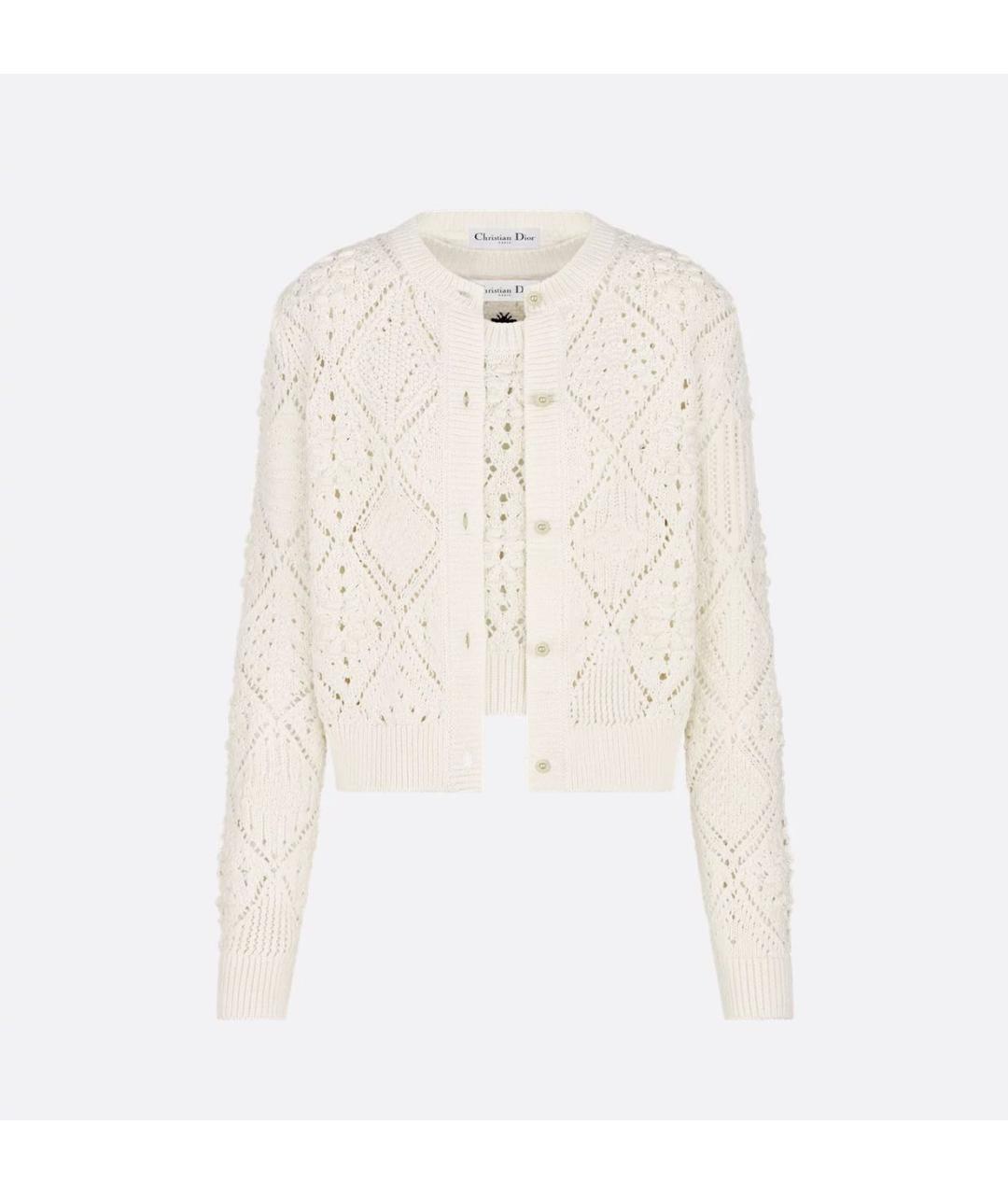 CHRISTIAN DIOR Бежевый хлопковый кардиган, фото 7