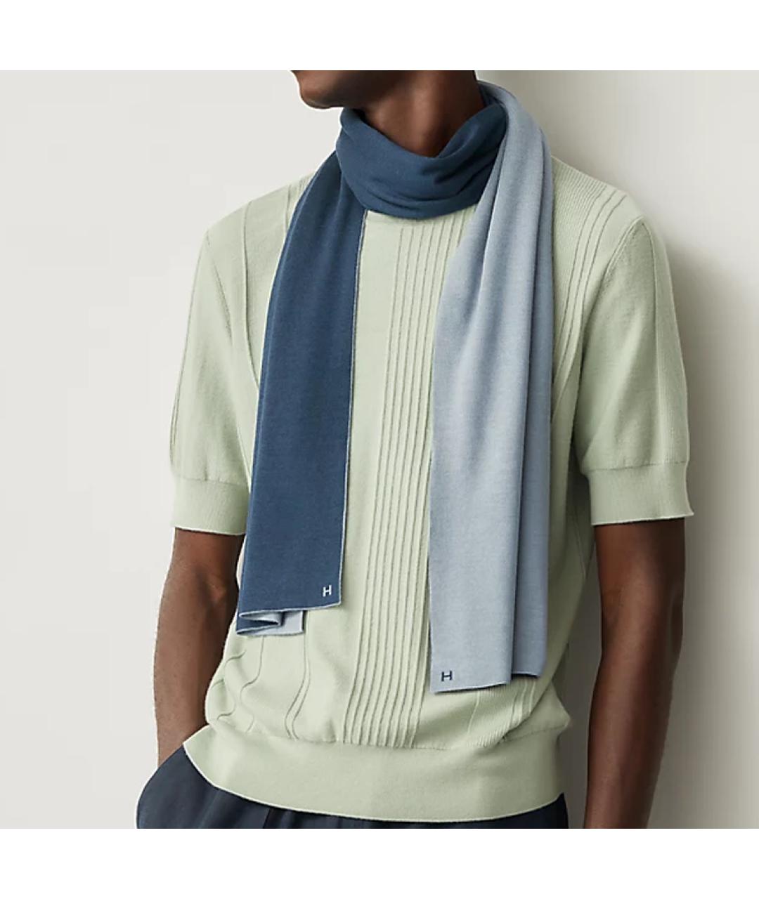 HERMES Синий шарф, фото 3