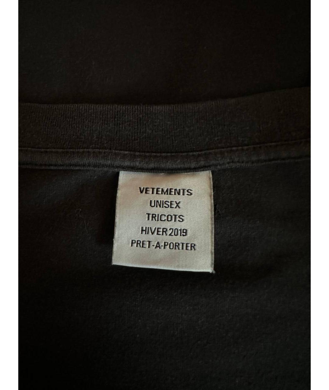 VETEMENTS Черная хлопковая футболка, фото 4