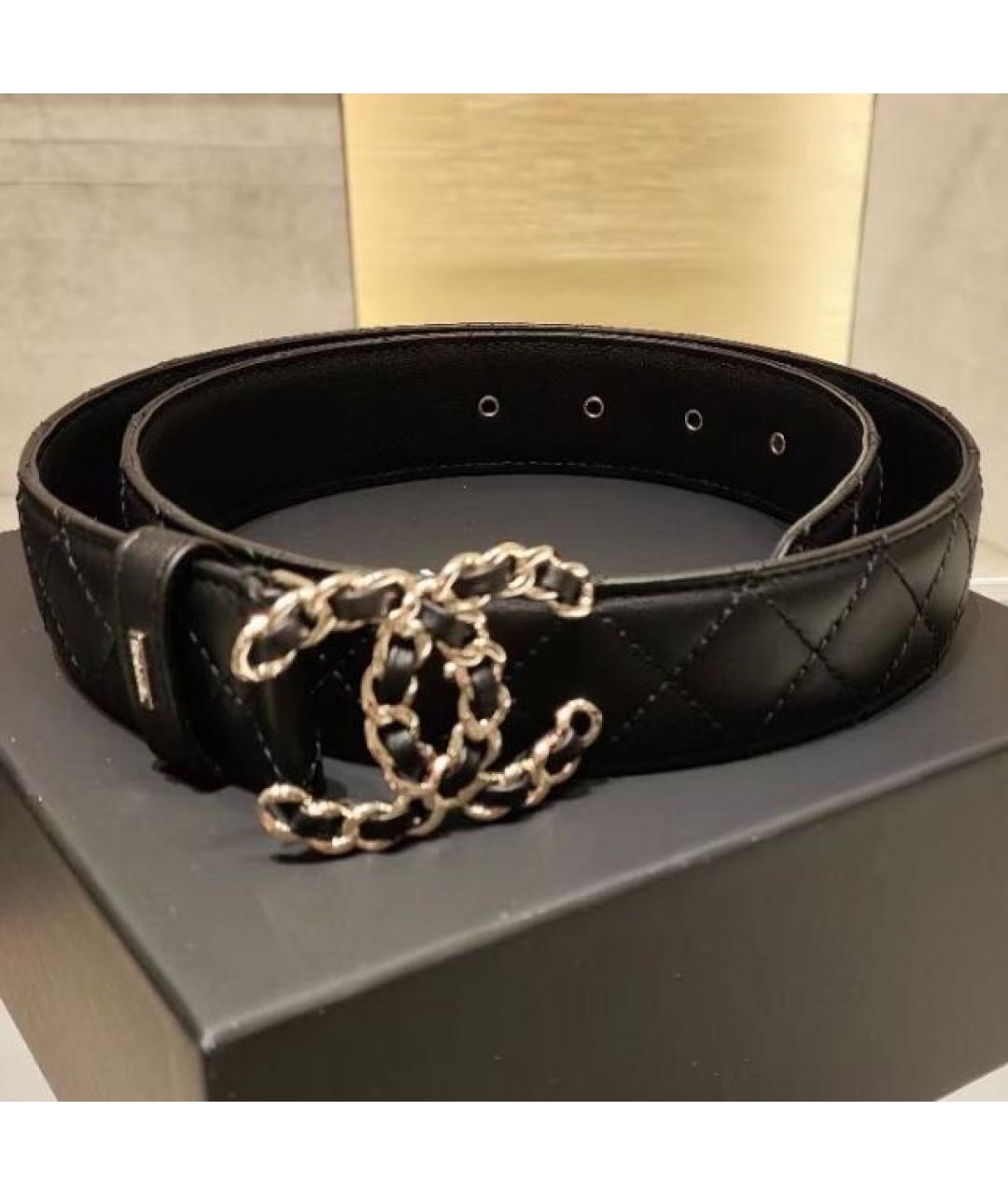 CHANEL Черный кожаный ремень, фото 6