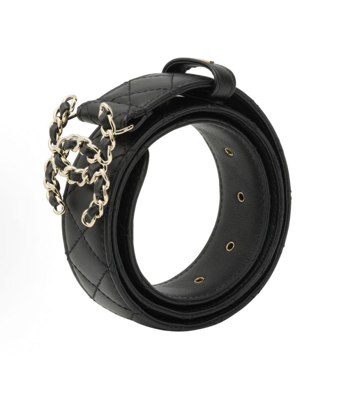 CHANEL Черный кожаный ремень, фото 2