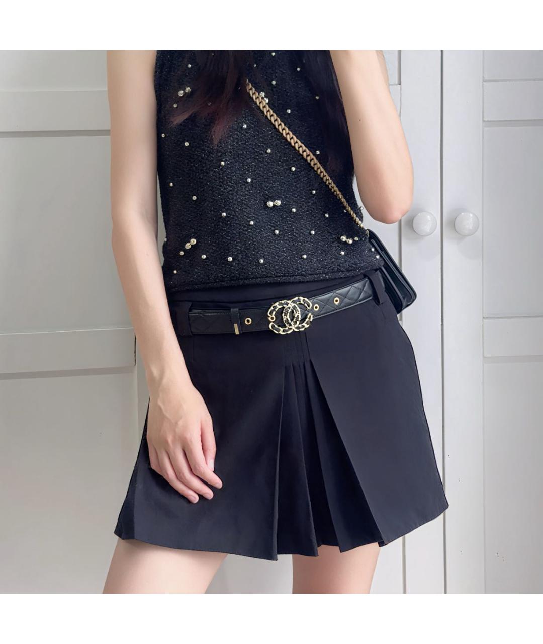 CHANEL Черный кожаный ремень, фото 5