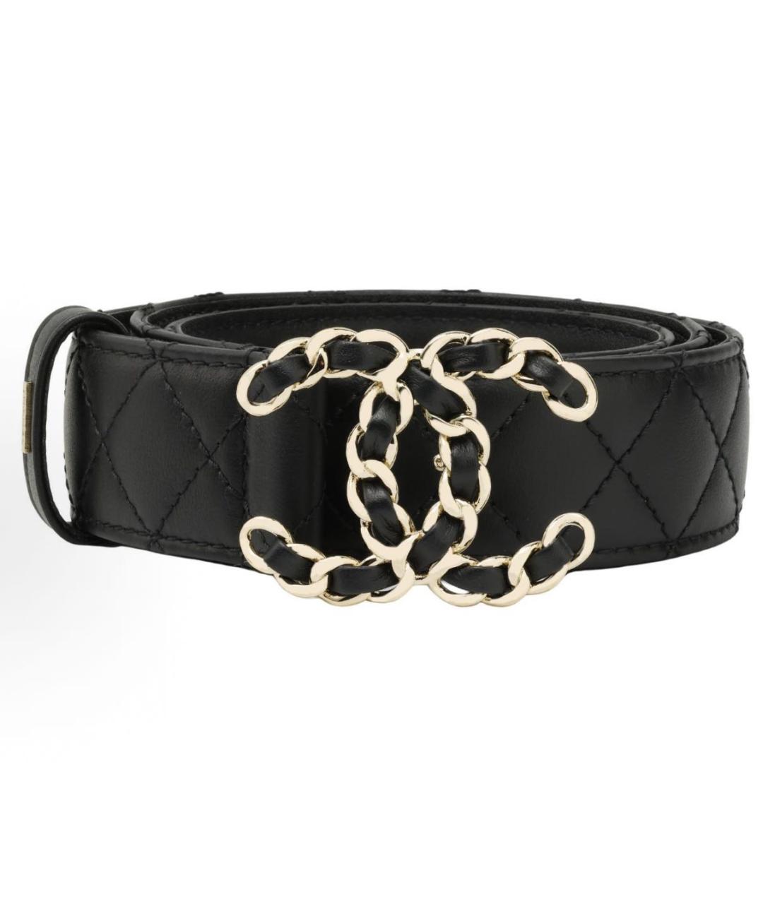 CHANEL Черный кожаный ремень, фото 1