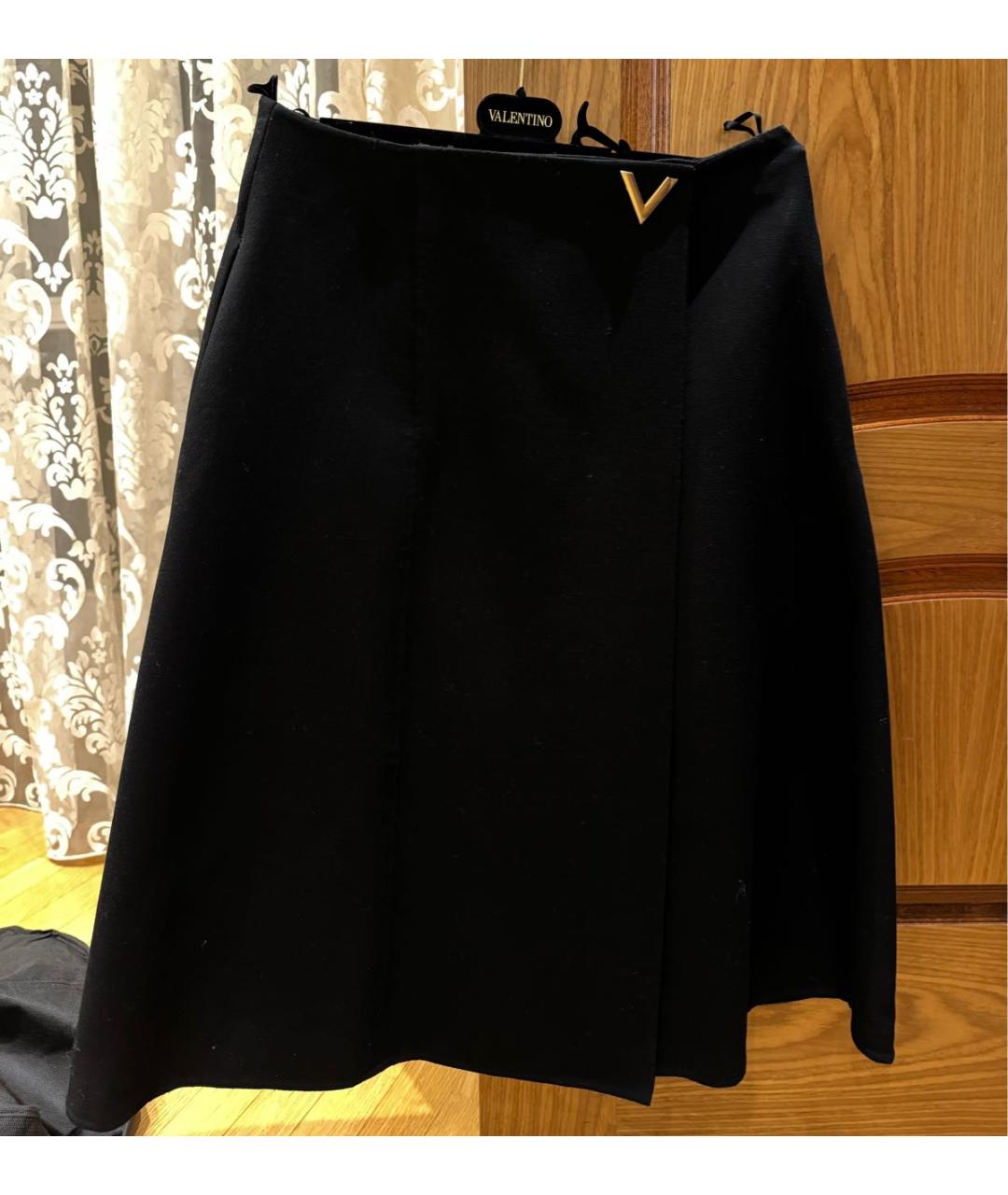 VALENTINO Черная шерстяная юбка миди, фото 8