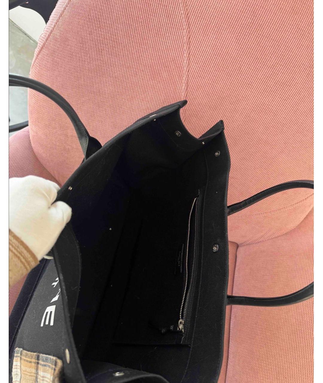 SAINT LAURENT Черная хлопковая сумка тоут, фото 2