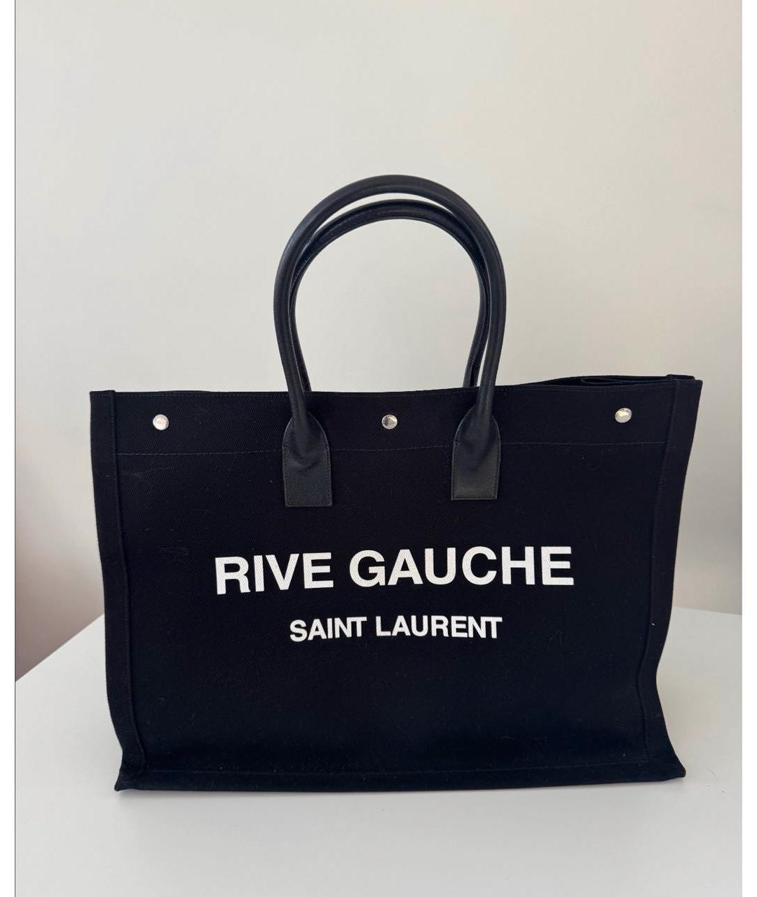 SAINT LAURENT Черная хлопковая сумка тоут, фото 3