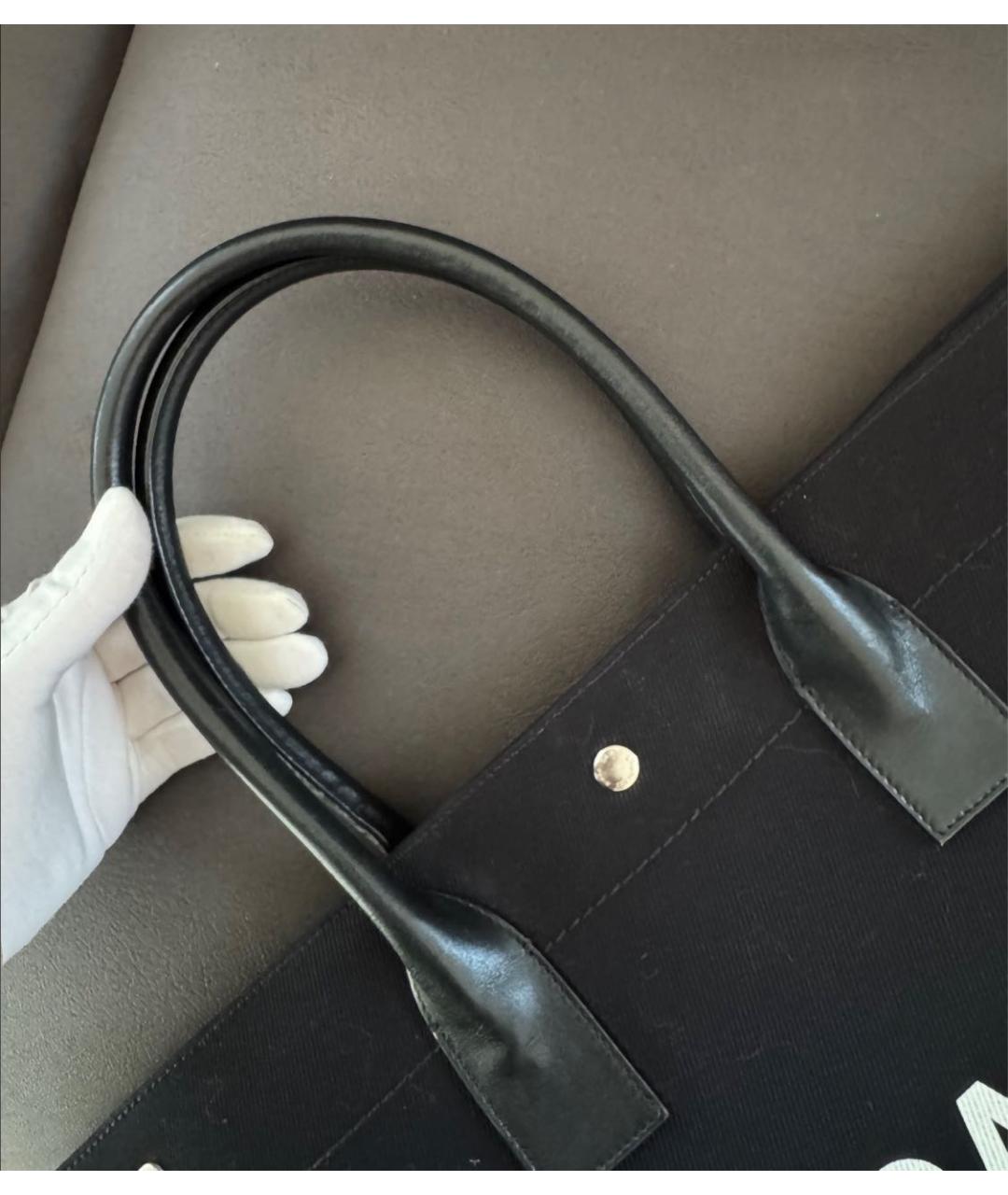 SAINT LAURENT Черная хлопковая сумка тоут, фото 4