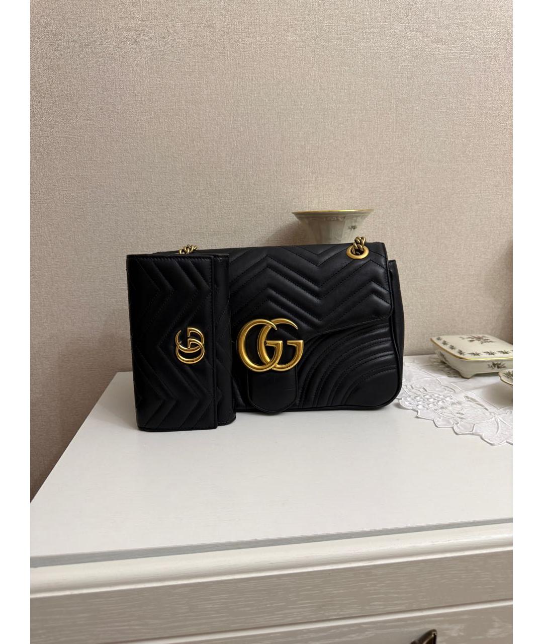 GUCCI Черная кожаная сумка тоут, фото 9