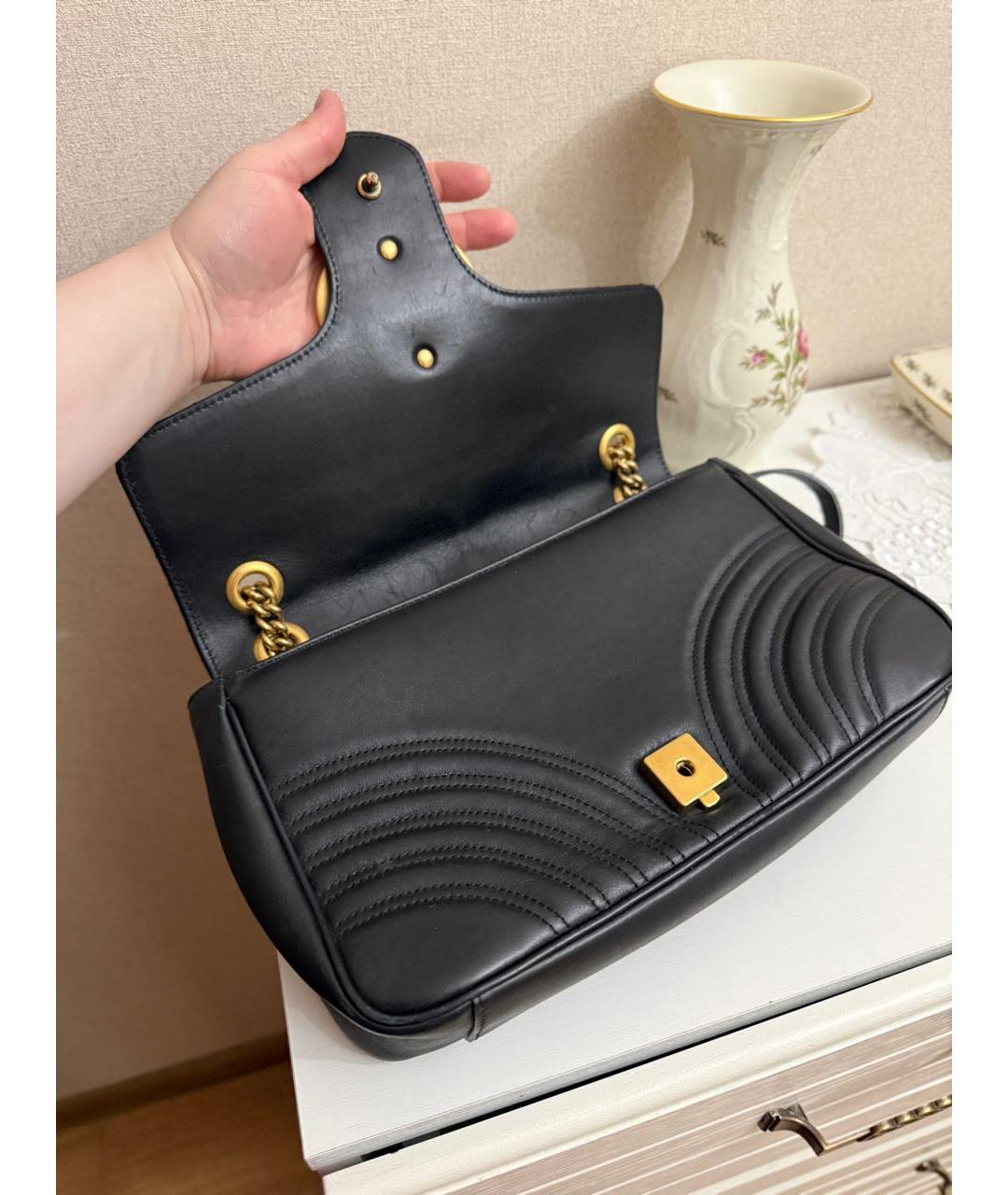 GUCCI Черная кожаная сумка тоут, фото 5