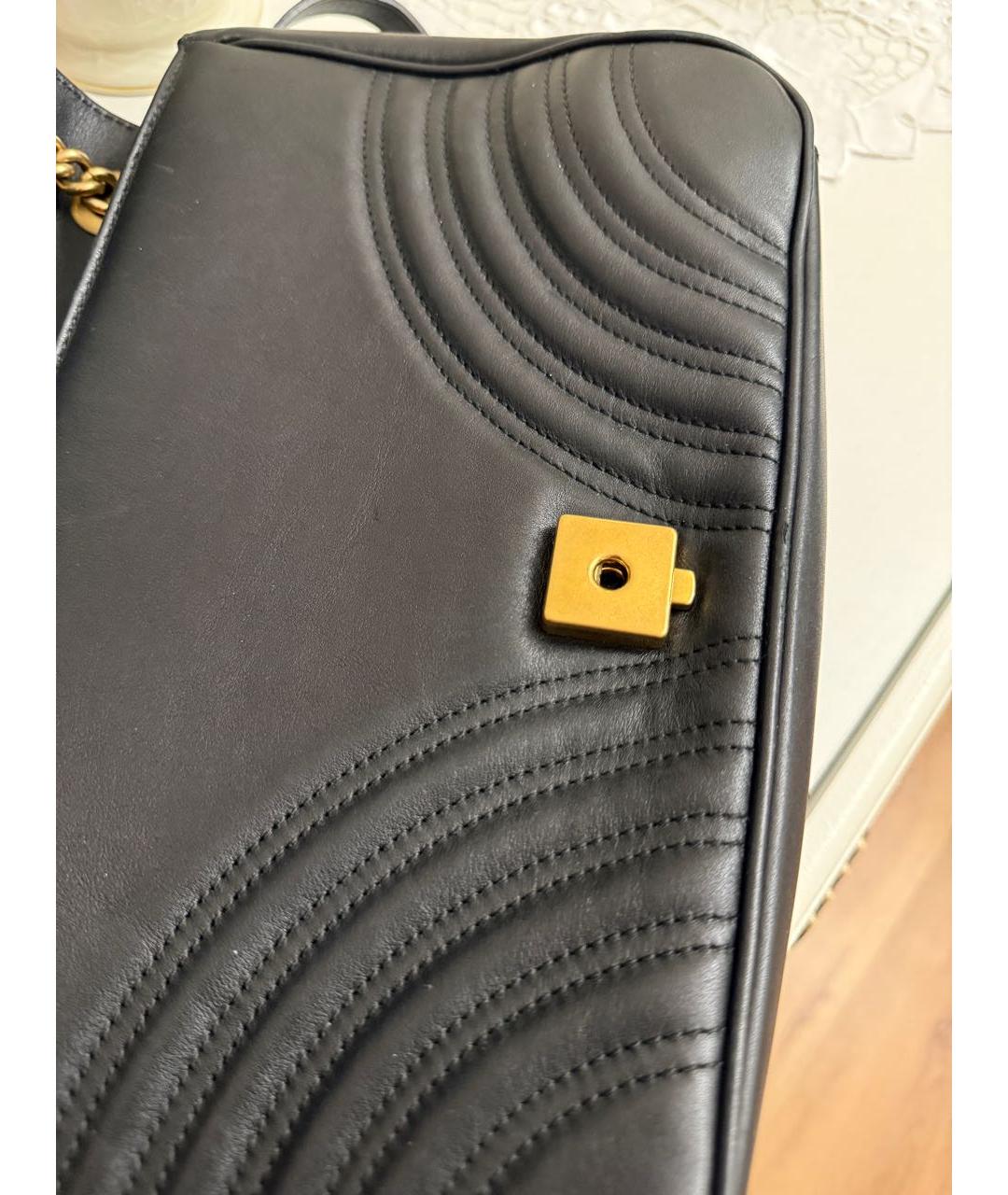 GUCCI Черная кожаная сумка тоут, фото 6