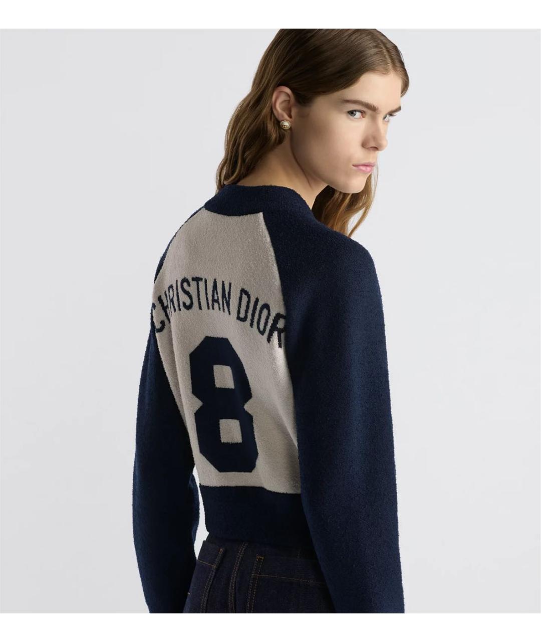 CHRISTIAN DIOR Темно-синий шерстяной кардиган, фото 4