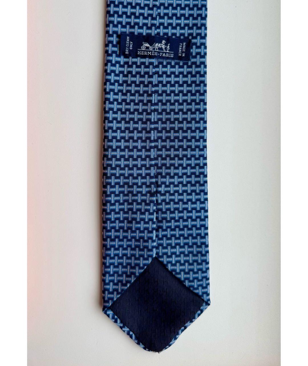 HERMES Синий шелковый галстук, фото 2