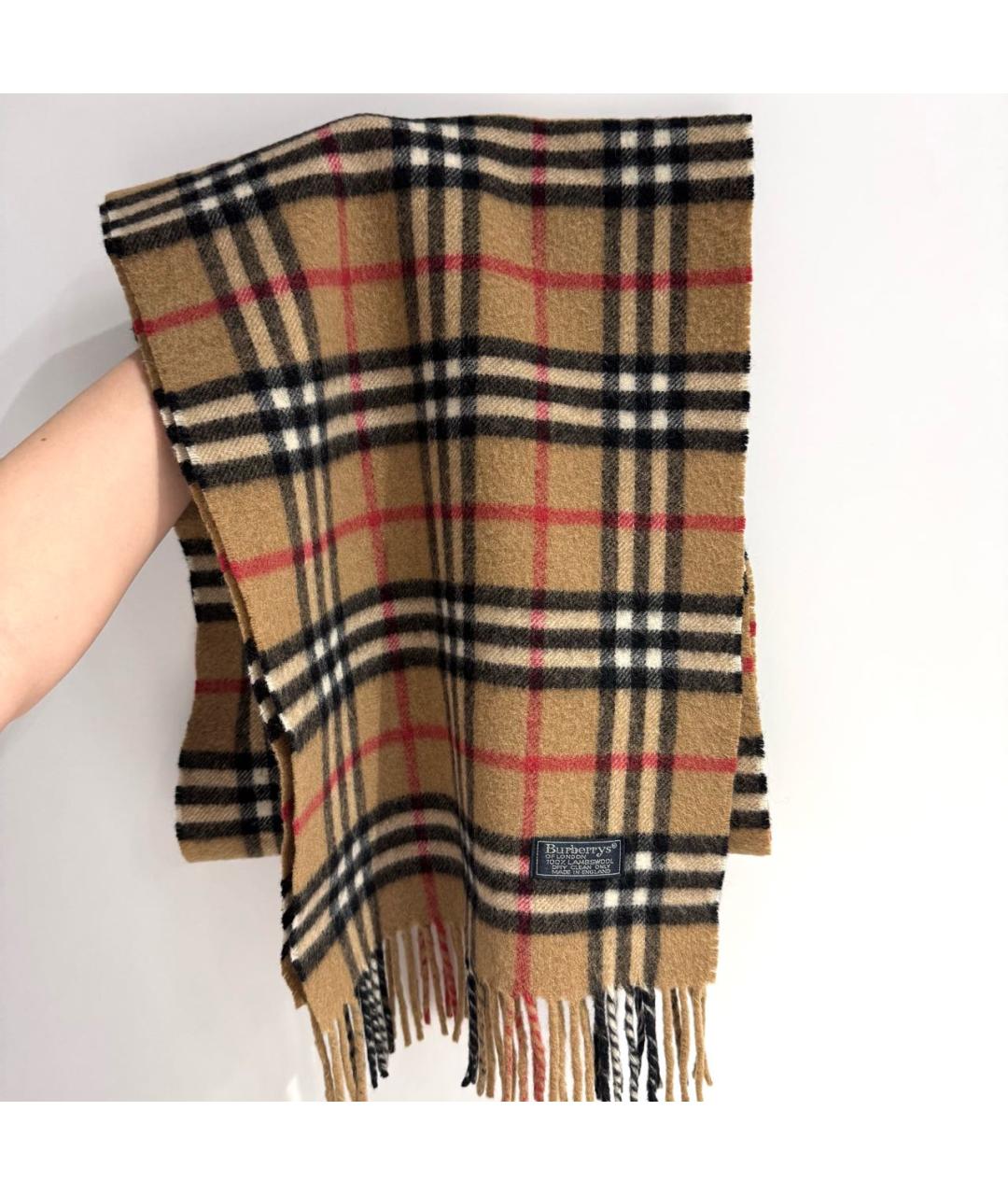 BURBERRY Бежевый шерстяной шарф, фото 2