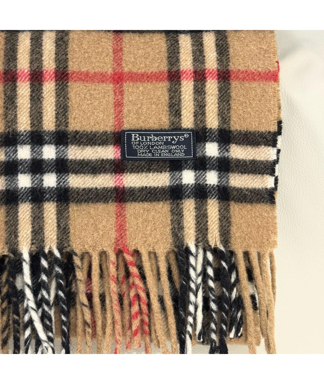 BURBERRY Бежевый шерстяной шарф, фото 4