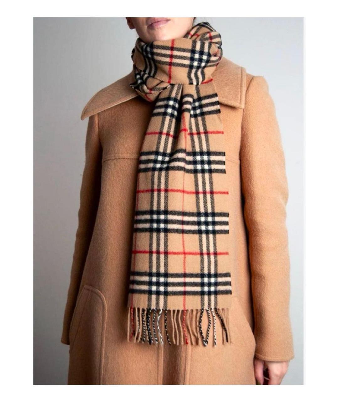 BURBERRY Бежевый шерстяной шарф, фото 5