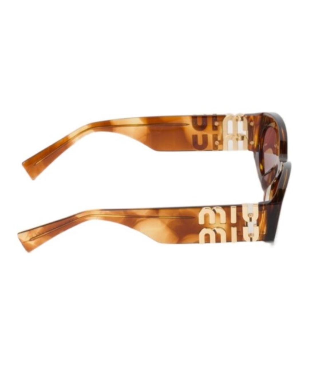 MIU MIU Коричневые пластиковые солнцезащитные очки, фото 4