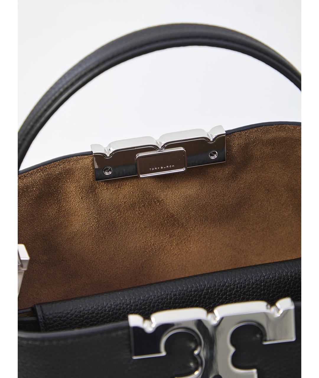 TORY BURCH Черная кожаная сумка с короткими ручками, фото 4