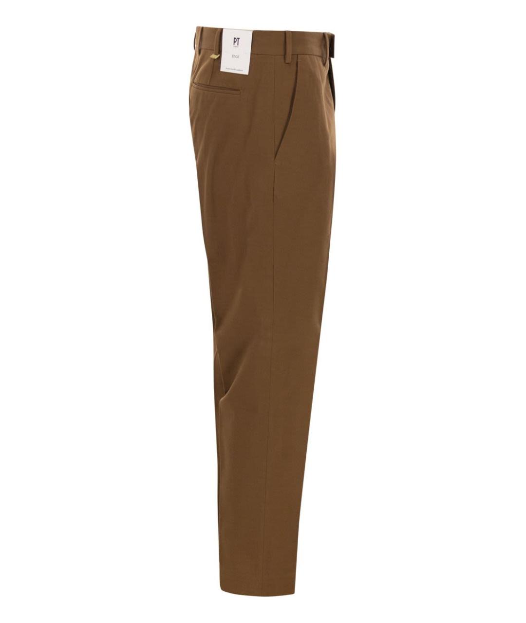 PT TORINO Коричневые хлопковые повседневные брюки, фото 3
