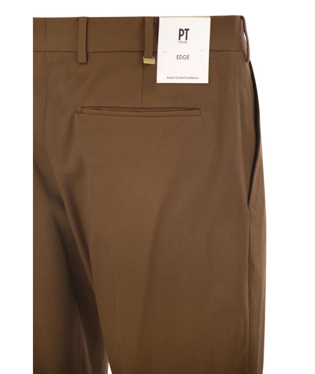 PT TORINO Коричневые хлопковые повседневные брюки, фото 4