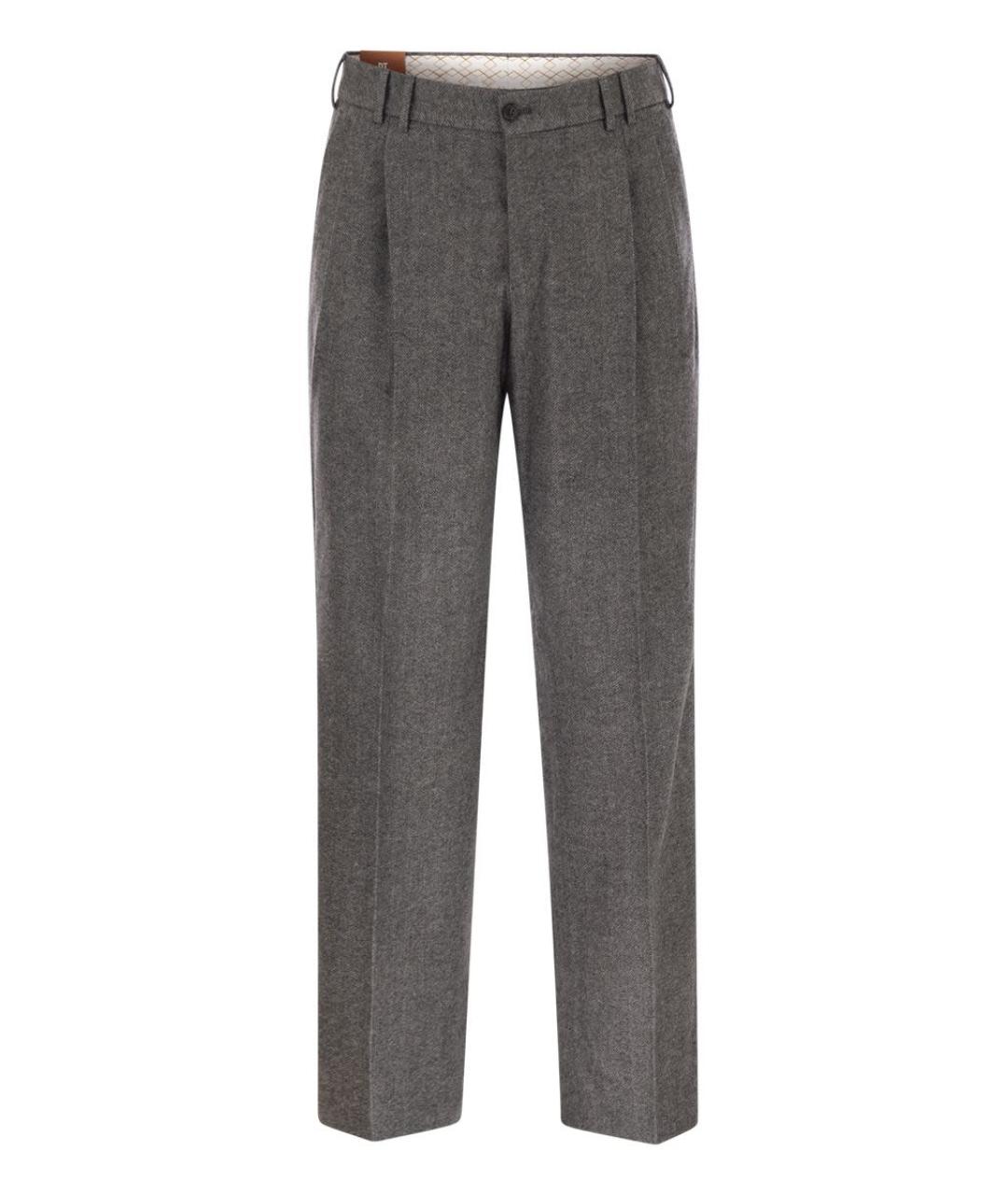 PT TORINO Серые шерстяные повседневные брюки, фото 1