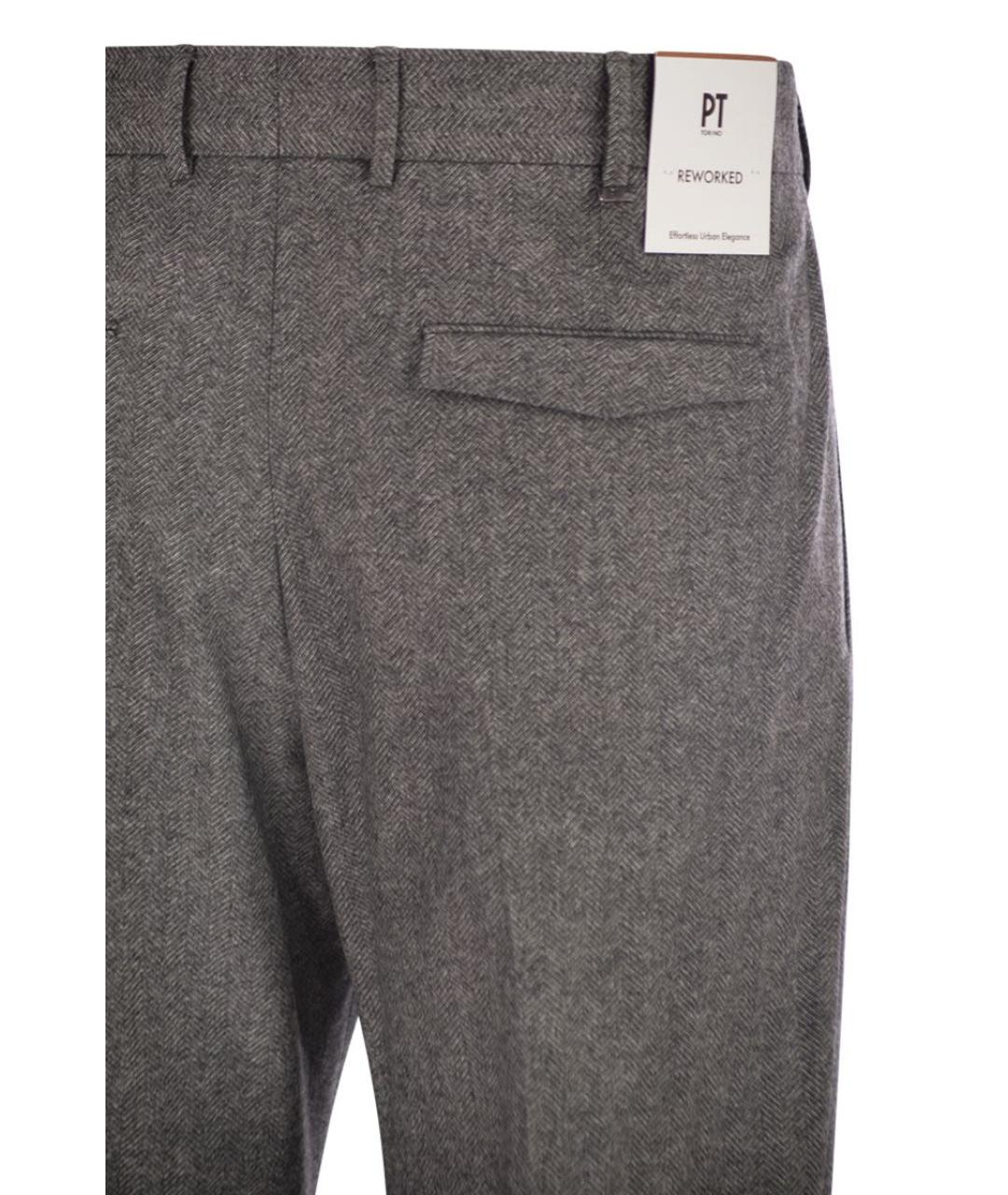 PT TORINO Серые шерстяные повседневные брюки, фото 4