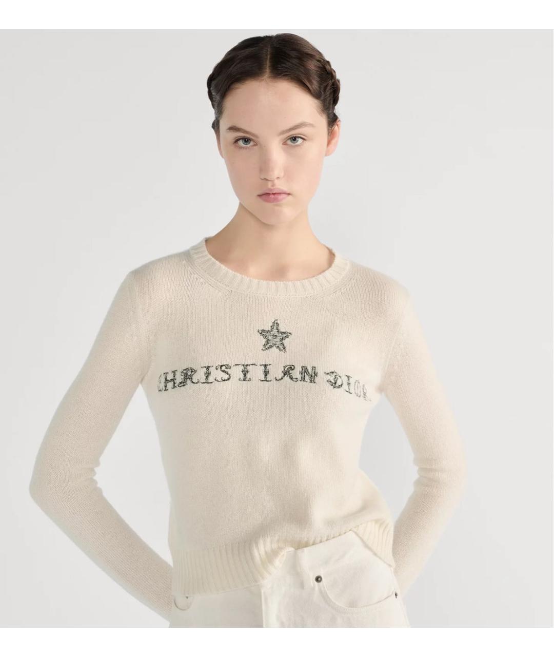 CHRISTIAN DIOR Белый кашемировый джемпер / свитер, фото 3