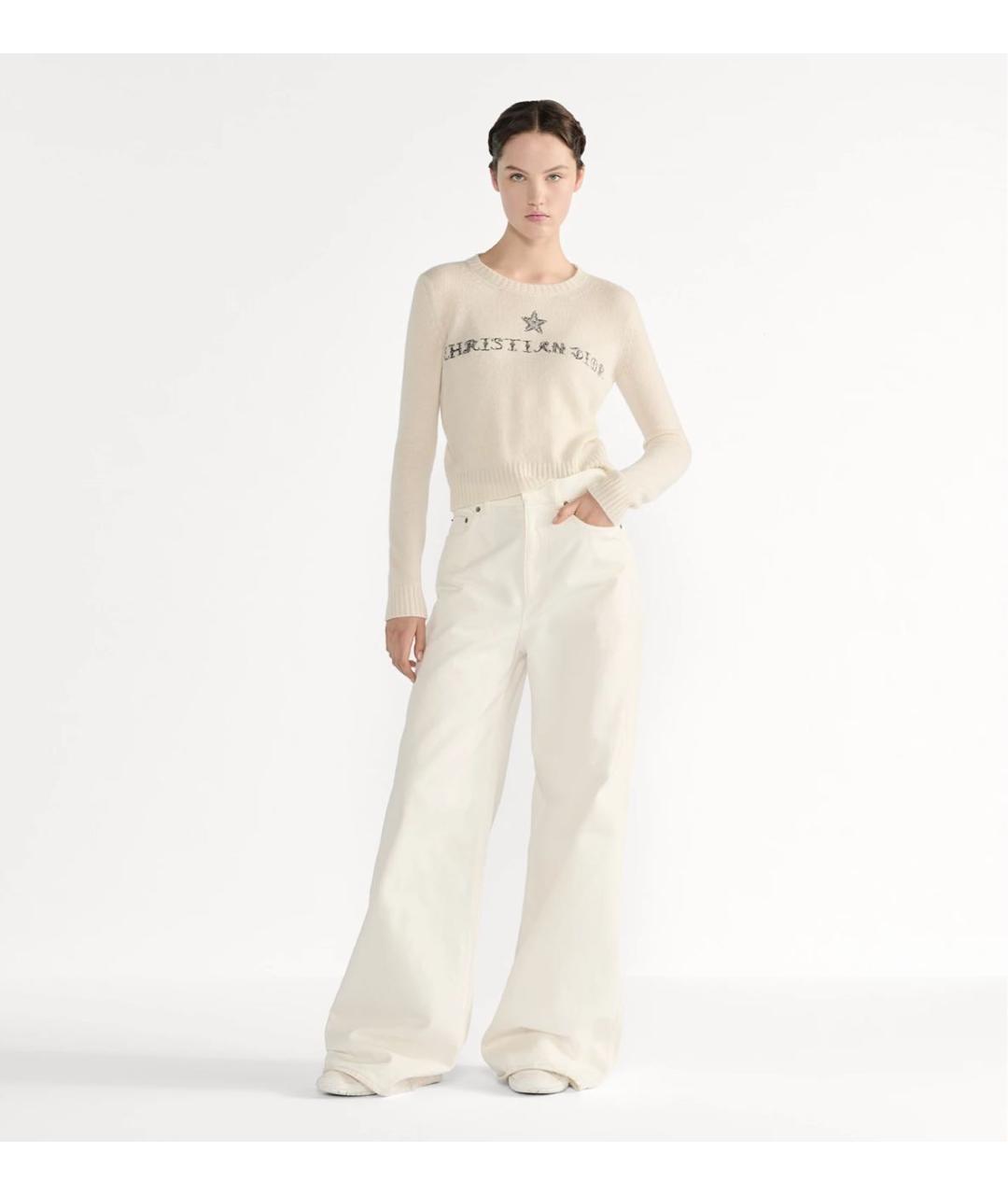 CHRISTIAN DIOR Белый кашемировый джемпер / свитер, фото 2
