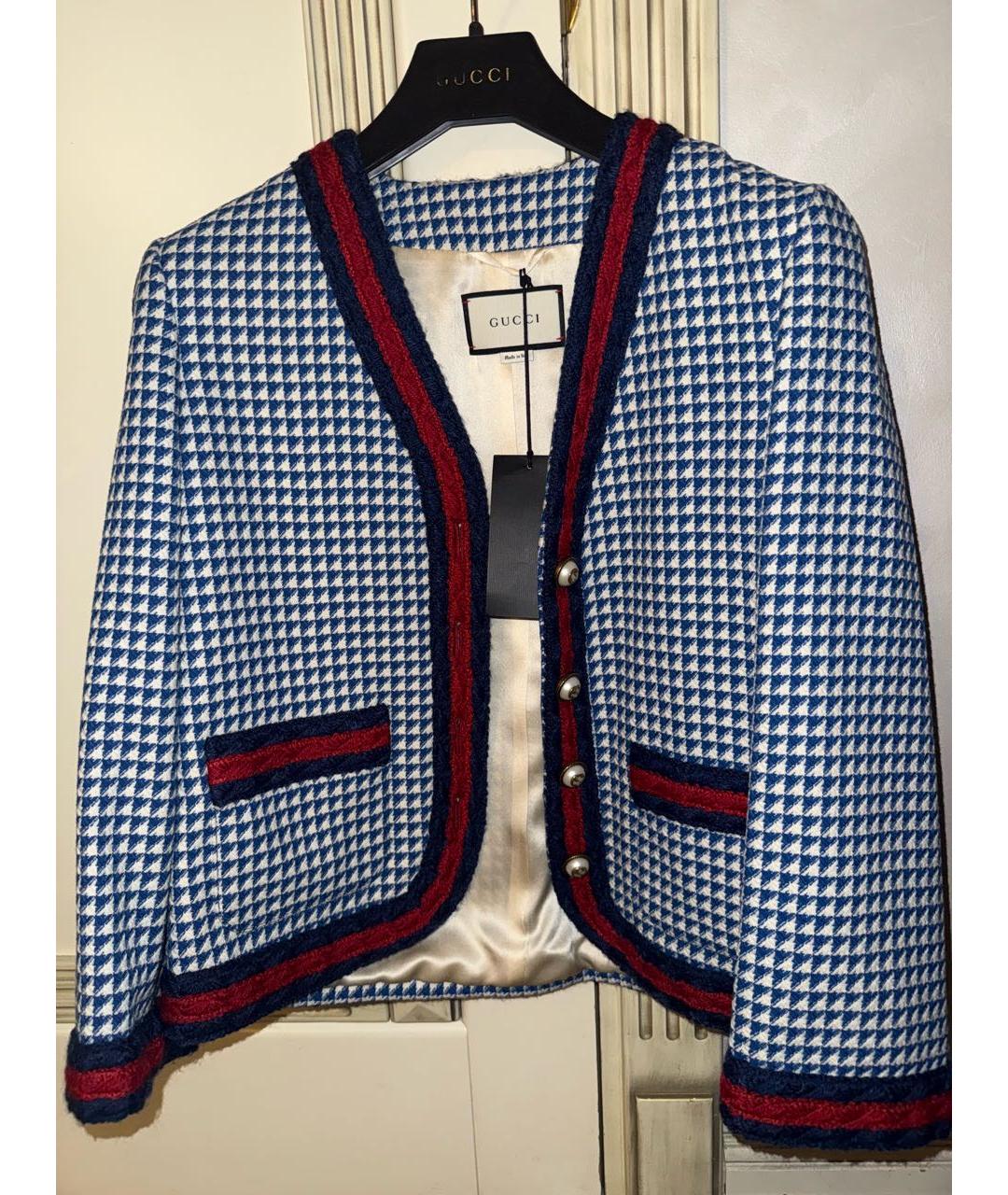 GUCCI Синий шерстяной жакет/пиджак, фото 5
